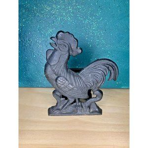 Rustic Cast Iron Black Rooster Letter Napkin Holder ~ Vintage Collectible ~ YaY!